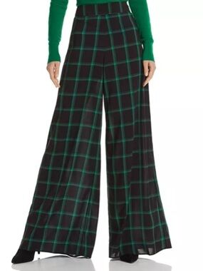 Alice and Olivia Athena Plaid Wide-Leg Pants Size 2